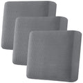 H.VERSAILTEX Super Stretch Individual Seat Cushion Covers, Thick Jacquard Textured Twill Fabric (3 Piece XL Sofa Cushion Covers, Grey)