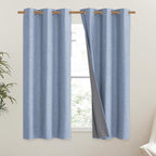 NICETOWN Stone Blue Vintage Linen 100% Blackout Curtains for Dining Room, Thermal Insulated Curtains 54" Long, Noise Reducing Window Treatment Drapes for Kitchen, 42" Wide Per Panel, Set of 2