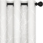 Deconovo White Curtains 72 Inches Long, Room Darkening Curtain, Thermal Insulated Soundproof Drapes, Silver Print, Grommet Top, Light Blocking Window Panels for Living Room Bedroom Nursery, Set of 2