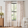 jinchan Floral Linen Curtains for Living Room 84 Inch Length Brown Flower Curtain Rod Pocket Back Tab Farmhouse Curtains with Printed Floral Bedroom Window Curtain Set, 2 Panels Brown