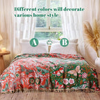 MSGKV Boho Throw Blanket for Couch 50"x60" Butterfly Floral 100% Cotton Blanket Spring Breathable Lightweight Farmhouse Blankets for Sofa Home Decor Muslin All Seasons