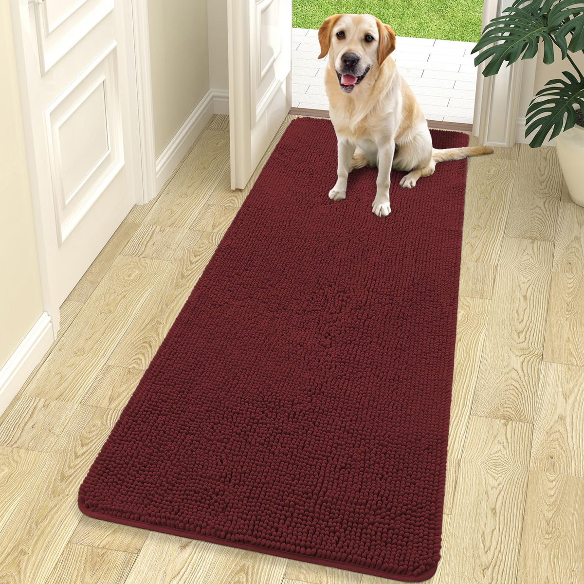 OLANLY Dog Door Mat for Muddy Paws 70x24, Super Absorbent Chenille Mud Mat