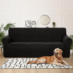 U-NICE HOME 4 Seater Stretch Couch Cover Sofa Cover Washable Sofa Slipcover Furniture Protector for 3 Cushion Couch Sofa Pet Friendly, Black