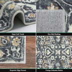 HEBE Hallway Runner Rug 2'x6' Washable Vintage Distressed Area Rugs Non Slip Laundry Rug Runner Boho Floor Carpet Runners for Hallways Entryway Laundry Room Kitchen Bathroom