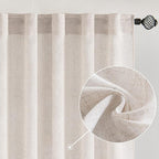 MIULEE White Linen Curtains 72 Inch Length for Bedroom Living Room, Soft Thick Linen Textured Window Drapes Semi Sheer Light Filtering Rod Pocket Back Tab Burlap Look Farmhouse Decor, 2 Panels