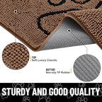 Smiry Dog Door Mat for Muddy Paws, Absorbent Dirt Trapper Non Slip Quick Dry Washable Chenille Mat for Mud Dogs, Entry Rug for Indoor and Outdoor (48x30 Inches, Coffee and Black)