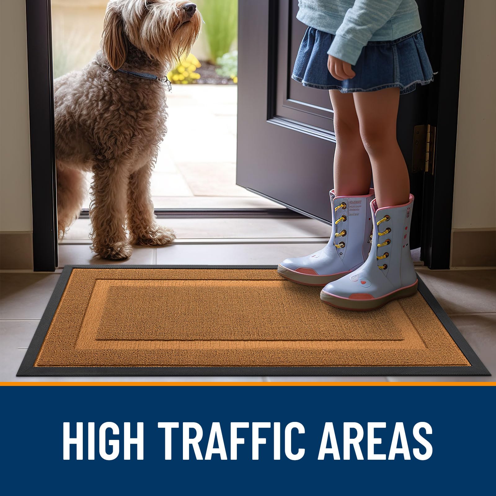 OLANLY Front Door Mat Outside 35x23, All-Season Heavy-Duty Rubber Doormat