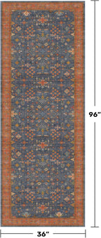 Hazo Haus Washable 3x8 Long Runner for Wide Kitchen Floor - Navy Blue 8ft Hallway Runner Rug, Pet Friendly Waterproof Non Slip with Rubber Backing, Stain Resistant Area Rug