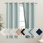 NICETOWN 100% Absolutely Blackout Linen Curtains with Thermal Insulated Liner, Seafoam Green, 42" Wide, 54" Length Energy Saving Curtains for Dining Room 2 Panels Set, Vertical Blinds
