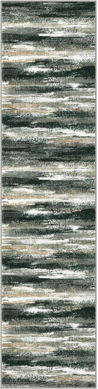 Lansny Modern Abstract Hallway Runner Rug, Forest Green Washable Kitchen Runner Non-Slip Soft 2x8 Runner Rug Thin Print Faux Wool Carpet for Entryway Bedroom Laundry Room Indoor