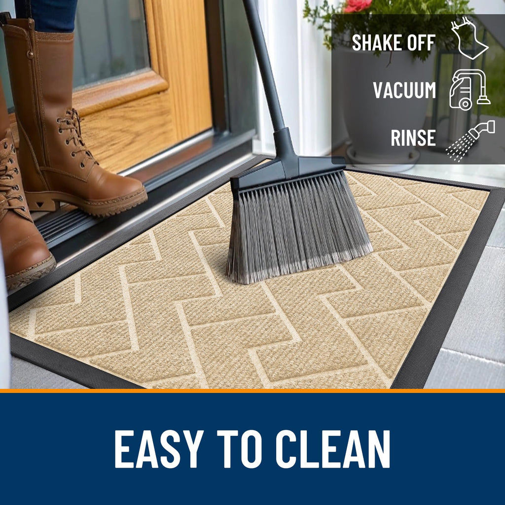 OLANLY Front Door Mat Outside 71x47, All-Season Absorbent Rubber Doormat