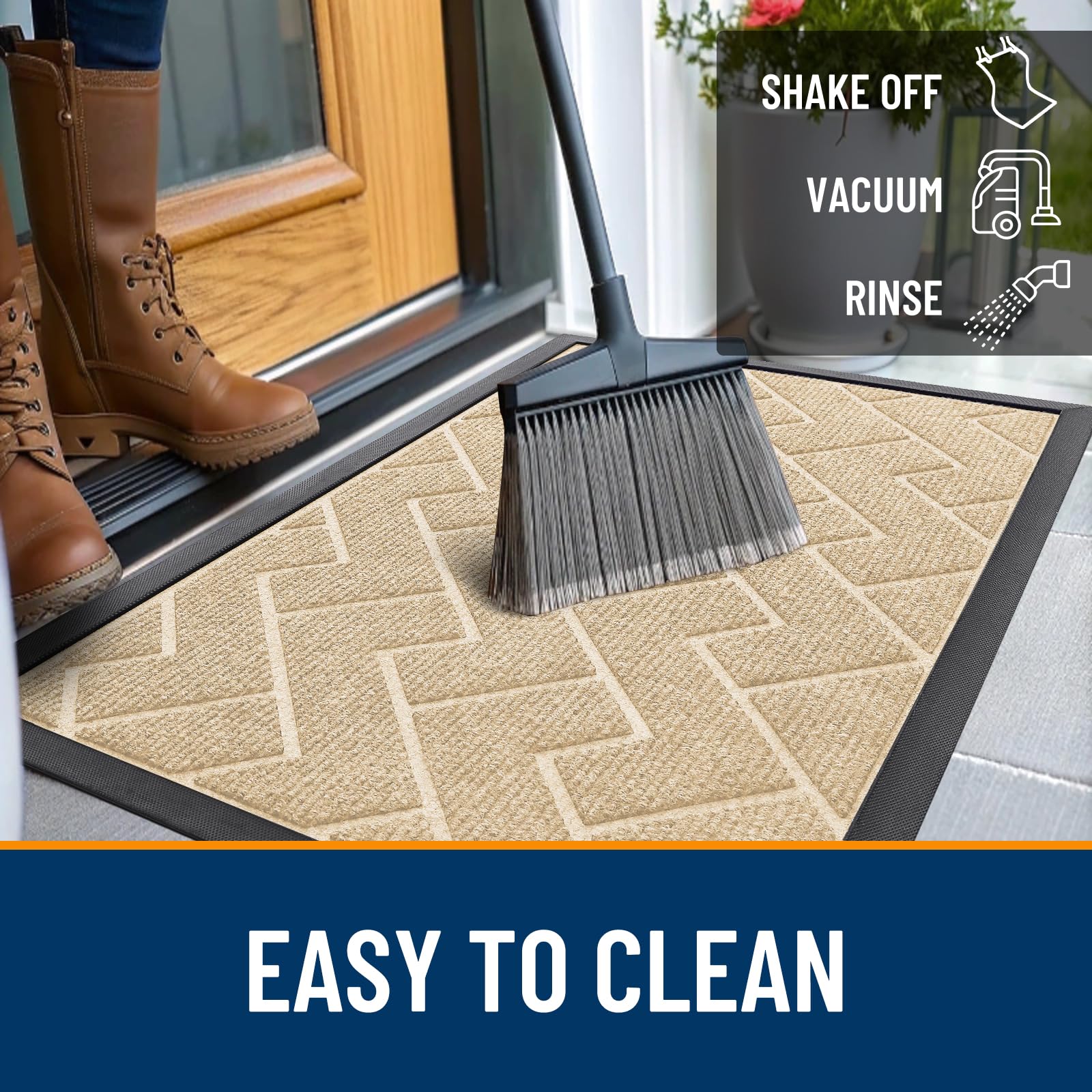 OLANLY Front Door Mat Outside 71x47, All-Season Absorbent Rubber Doormat