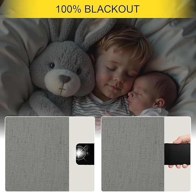 Grey Blackout Curtains for Bedroom 84 Inch Length 2 Panel Linen Textured Thermal Insulated Winter Blocking Darkening Window Drape Black Out Long Curtain for Living Room Sliding Door Back Tab Dark Gray