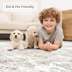 Beige Grey Washable Rugs 6x9 Area Rugs for Living Room,Bedroom,Dining Room