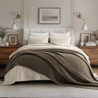 EVERGRACEHOME Chunky Chenille Knit Throw Blanket, 90 x 90, Mocha Brown