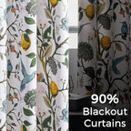 Topfinel Floral Curtains & Drapes Coquette Winter Blackout Elegant Vintage Farmhouse Country Hummingbird Patterned Grommet Curtains for Dining Living Room Sliding Glass 2 Panels 96 inch Long