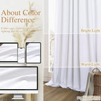 Guken White 100% Blackout Linen Curtains 52 Inch Wide by 130 Inch for Living Room Bedroom Back Tab/Rod Pocket Thermal Insulated Black Out Linen 2 Drapes Room Darkening Window Curtains,52x130