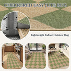 Lahome Colette Checkered Green Runner Rug, 2x8 Carpet Runners for Hallway 8ft Non Slip Entryway Rug, Farmhouse Checkerboard Non Shedding Kitchen Mats for Floor Laundry Corridor