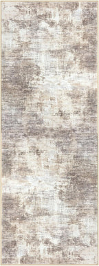 IOHOUZE Abstract Runner Rug 3x8 Ft Washable Runners for Hallways, Non Slip Kitchen Runner Printed Faux Wool Entryway Runner Indoor, Modern Abstract Floor Carpet for Hall Kitchen Bedroom, Beige Brown