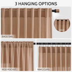 Nanspring Peach Linen Curtains 84 inches Long for Living Room Back Tab Luxury Light Filtering Privacy Sheer Curtain Modern Farmhouse Decor Boho Cotton Textured Gauze Drapes for Bedroom 2 Panels