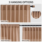 Nanspring Peach Linen Curtains 96 Inches Long Set for Baby Girl Bedroom Back Tab Rod Pocket Semi Sheer Light Filtering Drape for Bedroom Home Decor Protect Privacy 52x96,2 Panels
