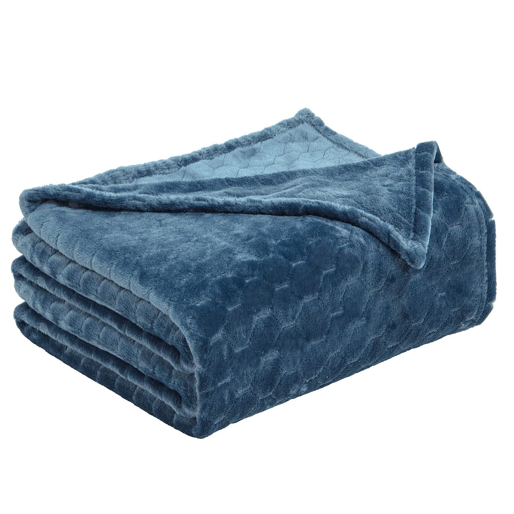 TOONOW Fleece Blanket Super Soft Plush Throw Blanket 50" x 60" Cozy Fuzzy Bed Blankets Geometric Pattern Comfy Microfiber Flannel Blankets for Couch, Bed, Sofa, Navy Blue