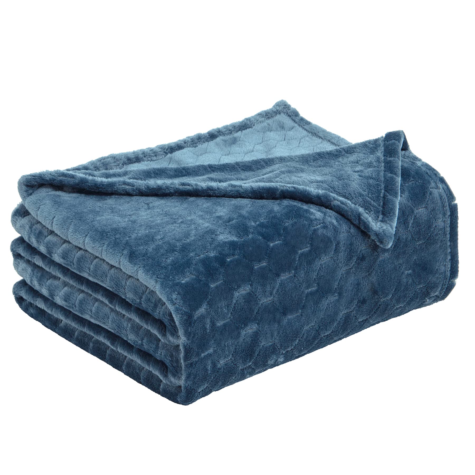 TOONOW Fleece Blanket Super Soft Plush Throw Blanket 50" x 60" Cozy Fuzzy Bed Blankets Geometric Pattern Comfy Microfiber Flannel Blankets for Couch, Bed, Sofa, Navy Blue