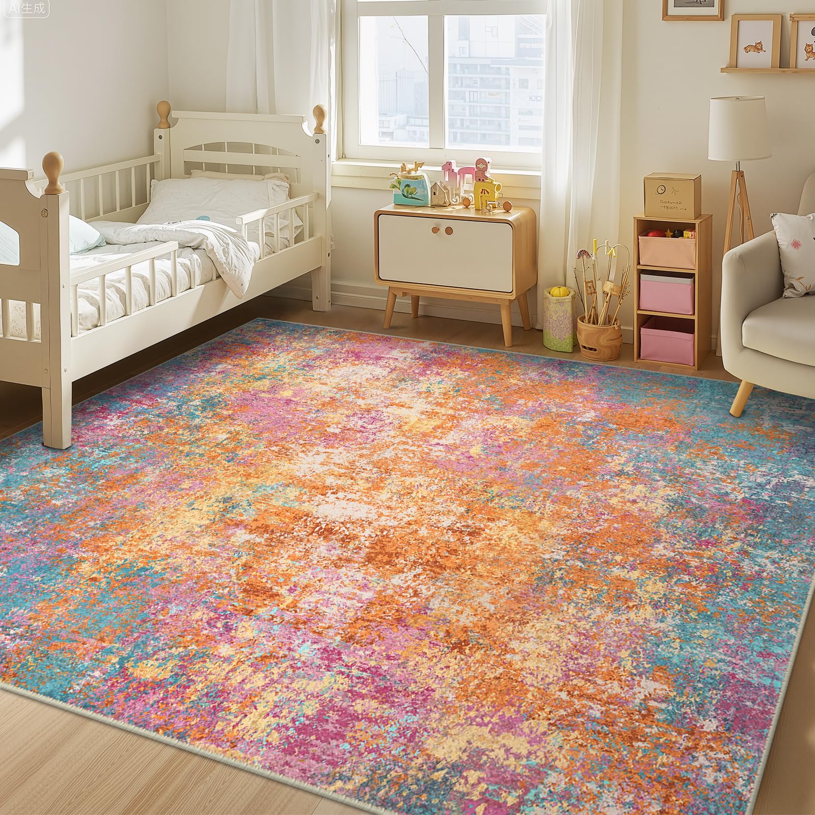 RELEANY Washable 6'x9' Abstract Area Rug for Living Room Starlight