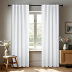 Deconovo Room Darkening Curtains, Thermal Insulated Noise-Reducing Window Panels for Bedroom, Living Room and Home Office, 2 Panels, Pure White, 42W x 108L Inch