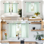 BGment Light Green Linen Curtains 45 Inch Length - Small Window Drapes Lightweight with Rod Pocket for Bathroom Kitchen Window Spring Decor, 2 Panels Set, 30 X 45 Inch
