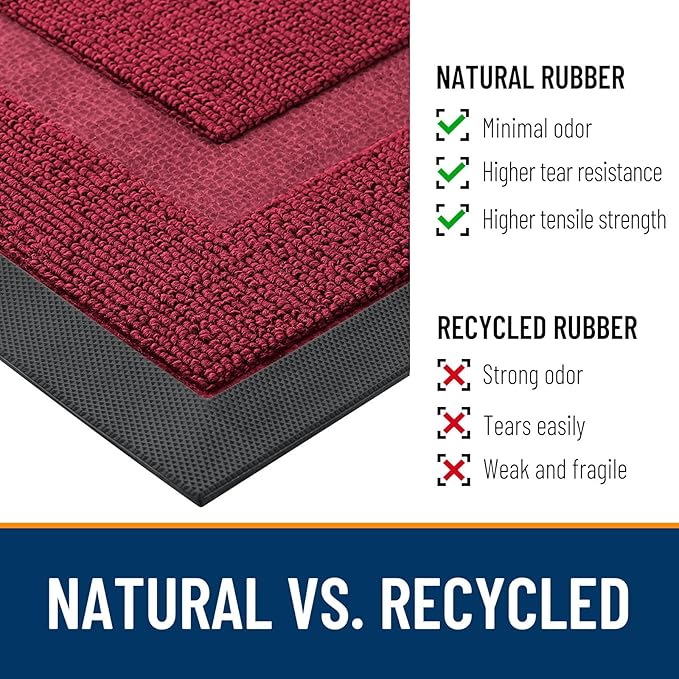 OLANLY Front Door Mat Outside 47x23, All-Season Heavy-Duty Rubber Doormat