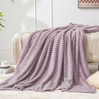 BEDELITE Fleece Blanket Twin Size – 3D Ribbed Jacquard Soft and Warm Decorative Fuzzy Blankets – Cozy, Fluffy, Plush Lightweight Throw Blankets for Couch, Bed, Sofa(Dusky Violet, 60x80 inches)