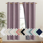 NICETOWN Chaise Mauve Vintage Linen 100% Blackout Curtains for Classroom, Thermal Insulated Curtains 72" Long, Noise Reducing Window Treatment Drapes for Gym Room, 42" Wide Per Panel, Set of 2
