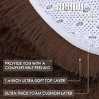 OLANLY Coffee Round Rugs for Bedroom - Machine Washable, 2 ft Circle Area Rugs for Living Room, Soft and Fluffy Shaggy Carpet for Teen Girls and Boys, Nursery Rooms, Dorms, Home Decor Aesthetic