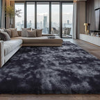 9X12 Large Area Rugs for Living Room Bedroom,Big Shag Rug for Bedroom Dorm,Soft Fluffy Indoor Carpet Nursery Rugs for Kids Girls Room Home Decor(Mottling Black, 9X12 Feet)