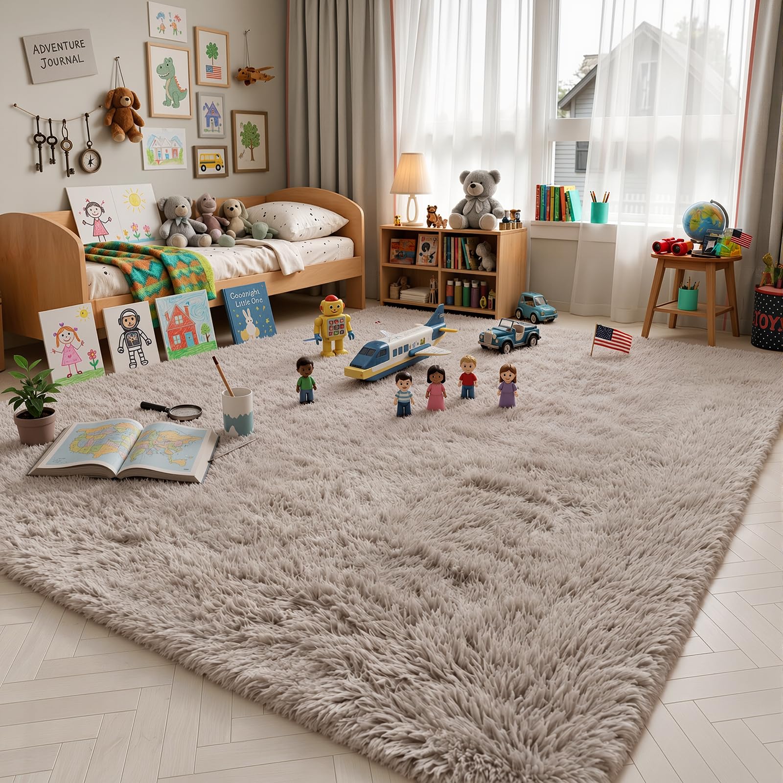 Area Rugs10x14 for Living Room,Beige Large Shaggy Carpet Plush Furry Rug
