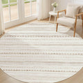Nakagishi Round Rug Boho Area Rugs: 5x5 Washable Large Circle Neutral Soft Stain Resistant Non-Slip Carpet for Women Aged 25-45 Farmhouse Decor Enthusiasts - Living Room Bedroom Dining Room Nursery