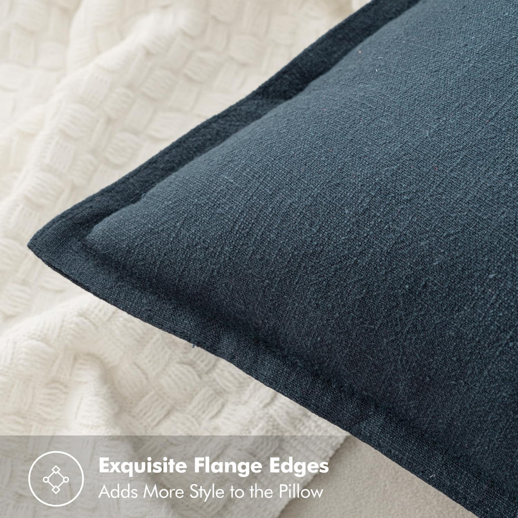 MIULEE Decorative Linen Euro Sham Pillow Covers 26x26 Deep Blue