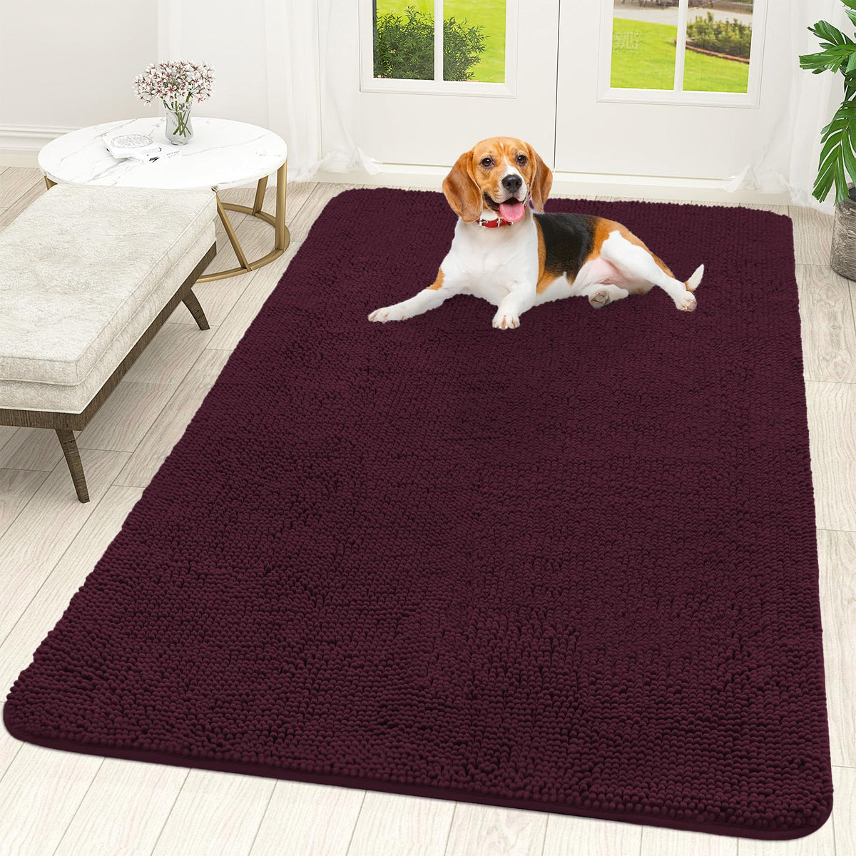 OLANLY Dog Door Mat for Muddy Paws 59x35, Super Absorbent Chenille Mud Mat