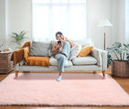 ONASAR Pink Rugs for Bedroom Girls, Fluffy 4x6 Soft Plush Fuzzy Shaggy Kids Area Rug, Cute Indoor Floor Carpet for Teen Boys Dorm Nursery Bedside Home Living Room Decor Aesthetic