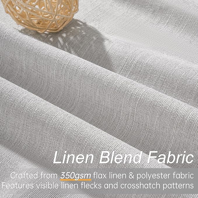 Extra Wide 72 Inches 90 Long 100% Blackout Curtains for Living Room Grey Linen Blend Pleated Farmhouse Drapes Back Tab Pleated Rod Pocket Ceiling Track Large Windows Burg (72" Wx90"L 1 Panel)