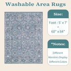 SERISSA 5x7 Washable Non Slip Floral Boho Area Rug for Living Room