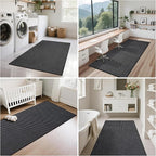YDKGL 2x8 ft Runners for Hallways Extra Long Woven Washable Kitchen Runner Mat Rugs Non Slip, Soft Entryway Laundry Hall Floor Runner Carpet for Bedroom Hallway Living Room, Black