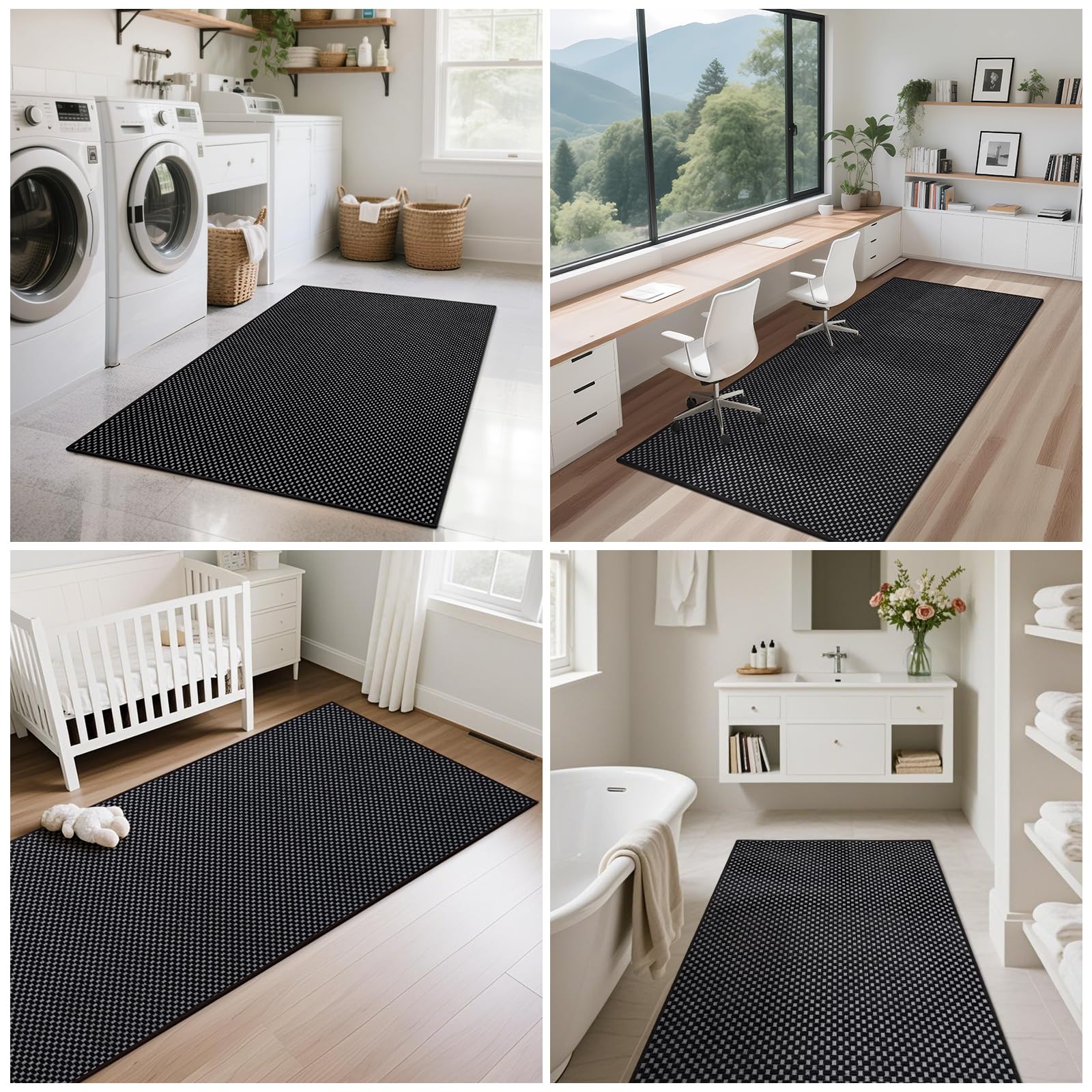 YDKGL Indoor Front Door Mat Entryway Rug Non Slip Washable Black 2x3 ft