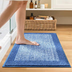 Bathroom Rugs 24x17 Non Slip Washable, Blue Bath Mat for Bathroom Floor Tub, Soft Absorbent Quick Dry Mats for Shower, Bathtub,Home Decor