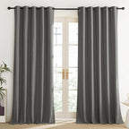 NICETOWN Grizzle Gray Vintage Linen 100% Blackout Curtains for Living Room, Thermal Insulated Curtains 120“ Long, Noise Reducing Window Treatment Drapes for Home Office, 62" Wide Per Panel, Set of 2