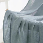 MIULEE Dusty Blue Short Linen Curtains 45 Inch Length 2 Panels for Kitchen Bedroom Bathroom, Soft Thick Linen Textured Basement Window Drapes Semi Sheer Light Filtering Back Tab Burlap Look Decor
