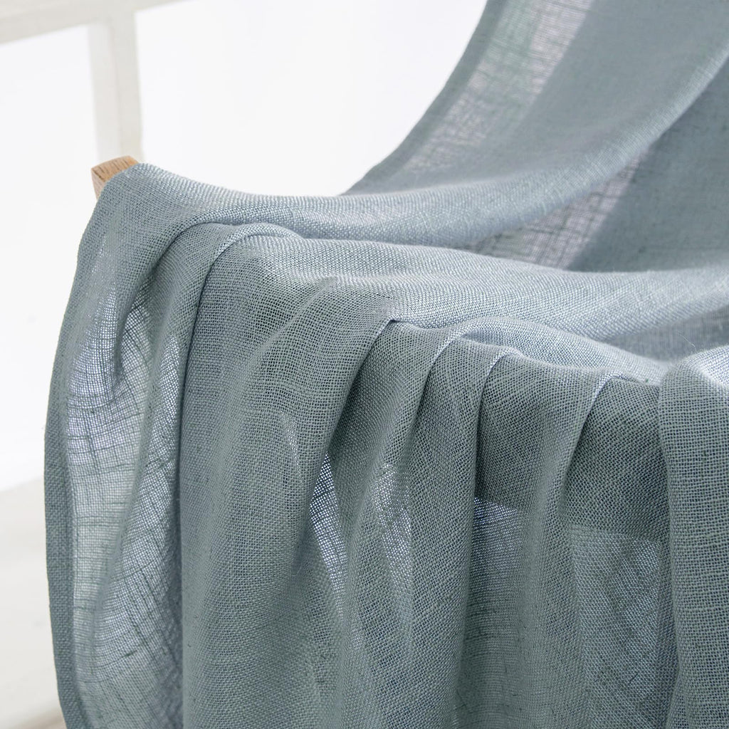 MIULEE Dusty Blue Linen Curtains 52x84 Inch Long for Bedroom Living Room