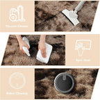 Tie-Dyed Coffee Fluffy Round Rug,Soft Area Rugs for Girls Room,Shaggy Rugs 4'X4' for Living Room,Non Slip Circle Rug for Kids Bedroom,Shag Plush Nursery Carpets,Fuzzy Rug for Dorm,Room Decor Carpet
