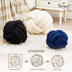 Uvvyui Knot Pillow Ball, Soft Home Decorative Round Throw Pillow, Handmade Knotted Plush Pillow, Round Boucle Pillow Cushion (8.6 Inches Ivory)